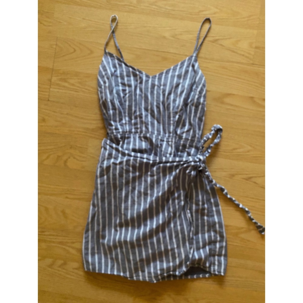 Abercrombie & Fitch Blue White Striped Wrap Mini Dress Cotton Smocked Medium